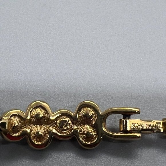 Swarovski  Blue Crystals Gold Tone Bracelet  Signed Retired 7" - Picture 3 of 3